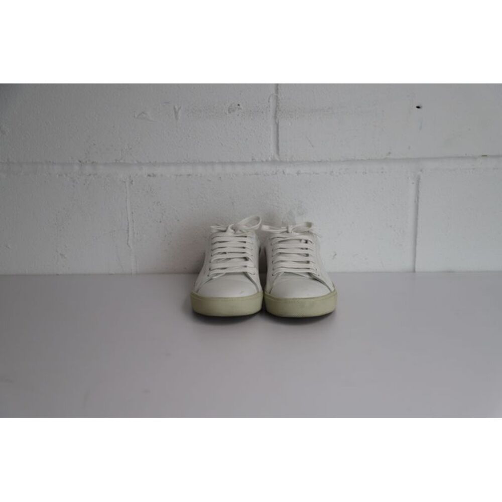 Saint Laurent Court Classic Sneakers in White Calfskin Leather